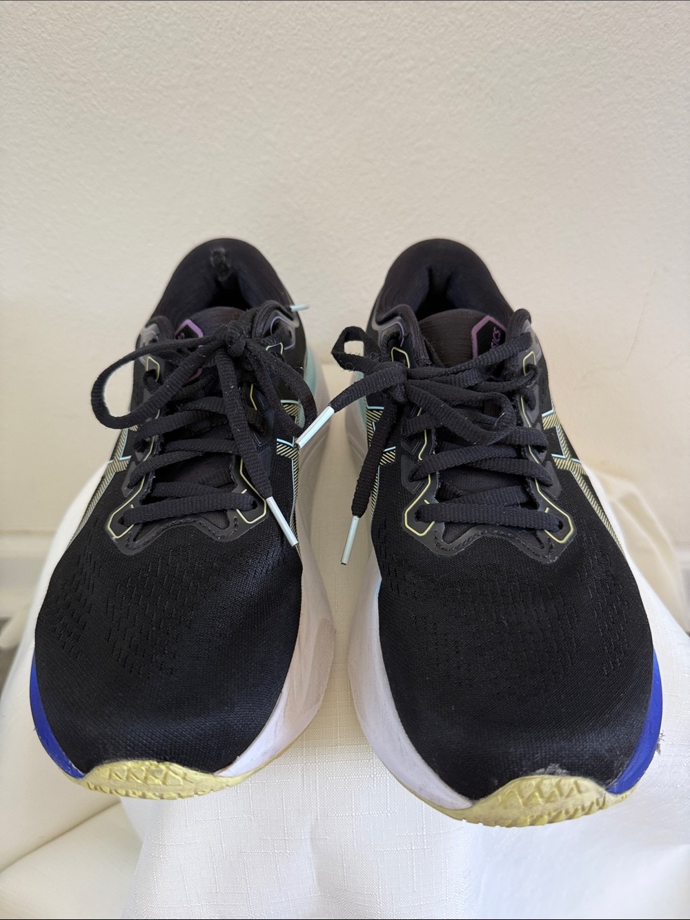 Oasis Black Athletic Sneakers with Blue and Yellow Accents